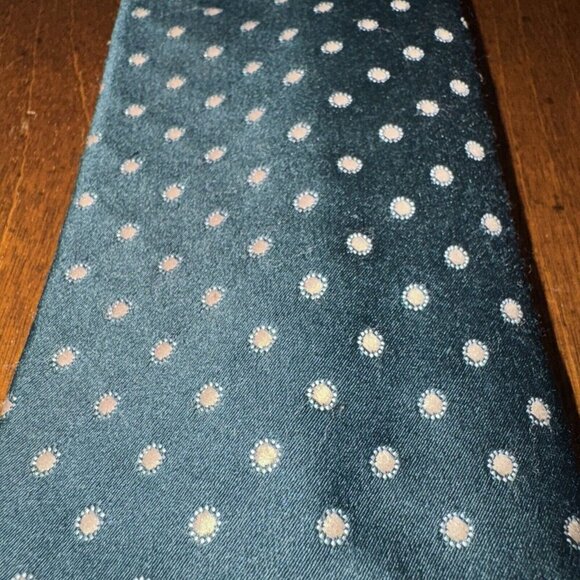 Johnny Carson Hunter Green with Gold Dots Polyester Mens Tie Vintage 54" Long - Picture 3 of 7
